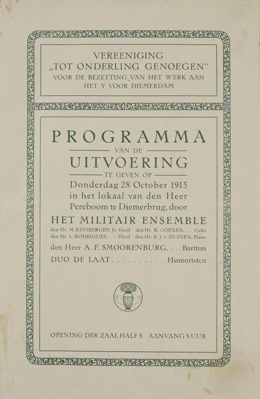 Scan van een programma aankondiging van een concert.